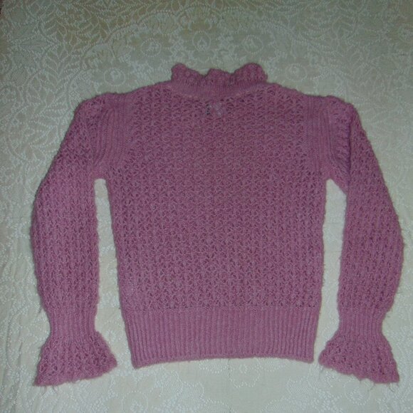 J Crew Sweater Pink Womens Cable Knit Pullover Mock Neck Long Sleeve Fuzzy sz 4 - Picture 9 of 12